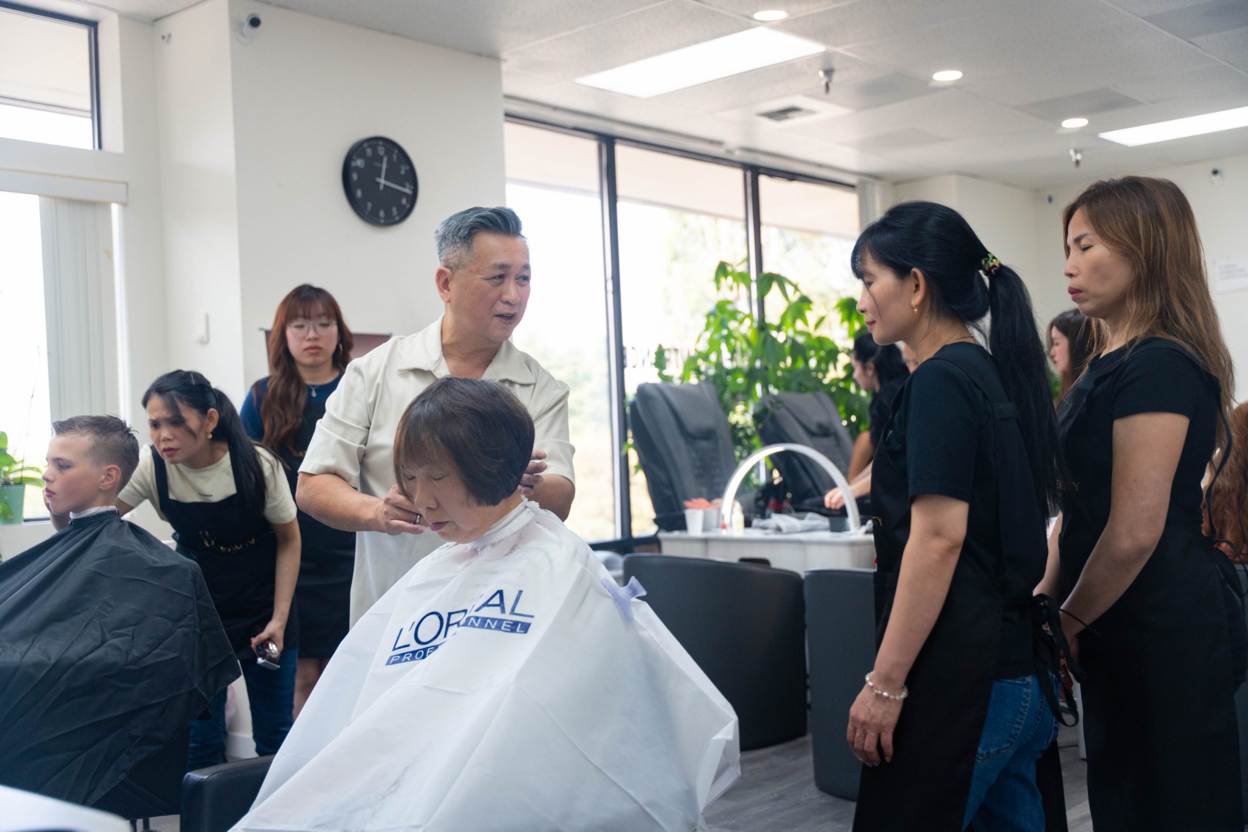 Barbering students at Katie Beauty Academy